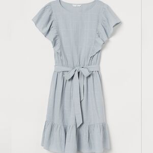 H&M Soft Blue Midi Dress with Ruffles
